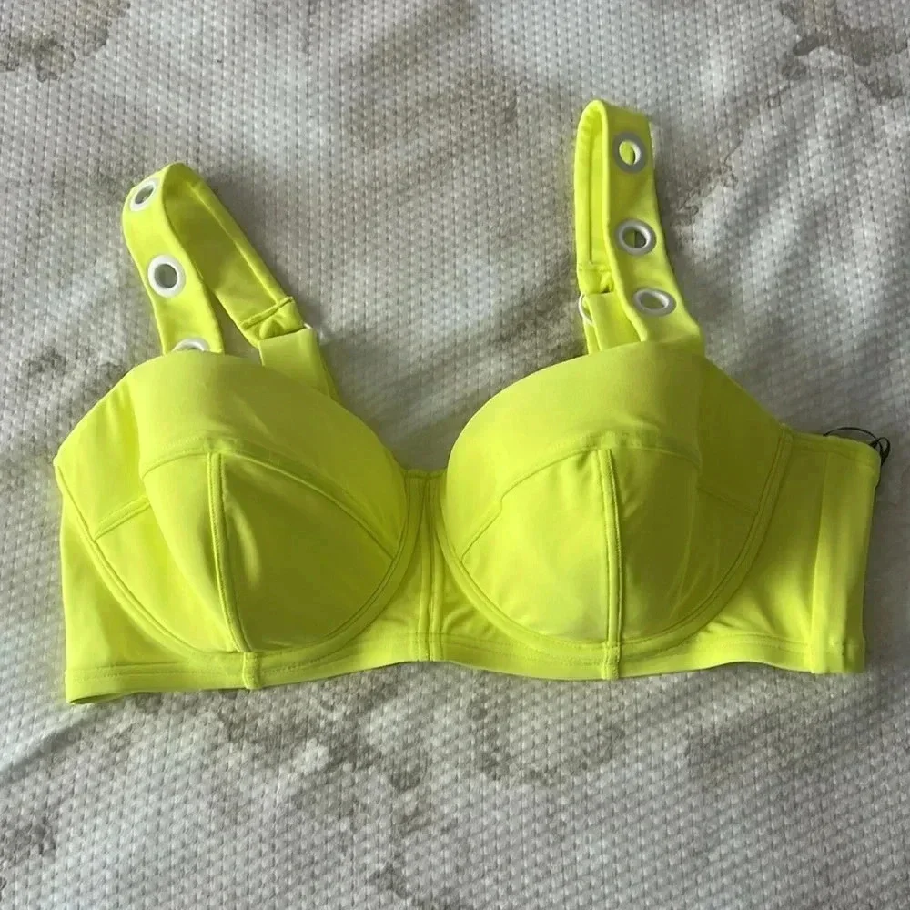 DKNY CITRUS Grommet-Strap Underwire Bikini Swim Top Size XL